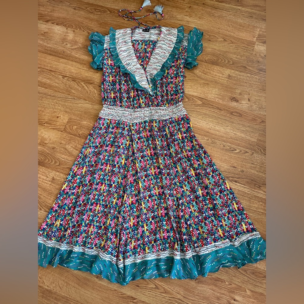 Vintage 80’s Diane Freis Georgette Abstract Print Dress L/XL